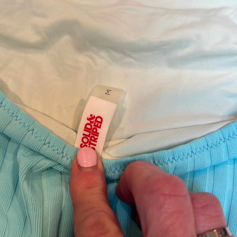 Light Blue Ribbed Swimsuit - Picture 2 of 5